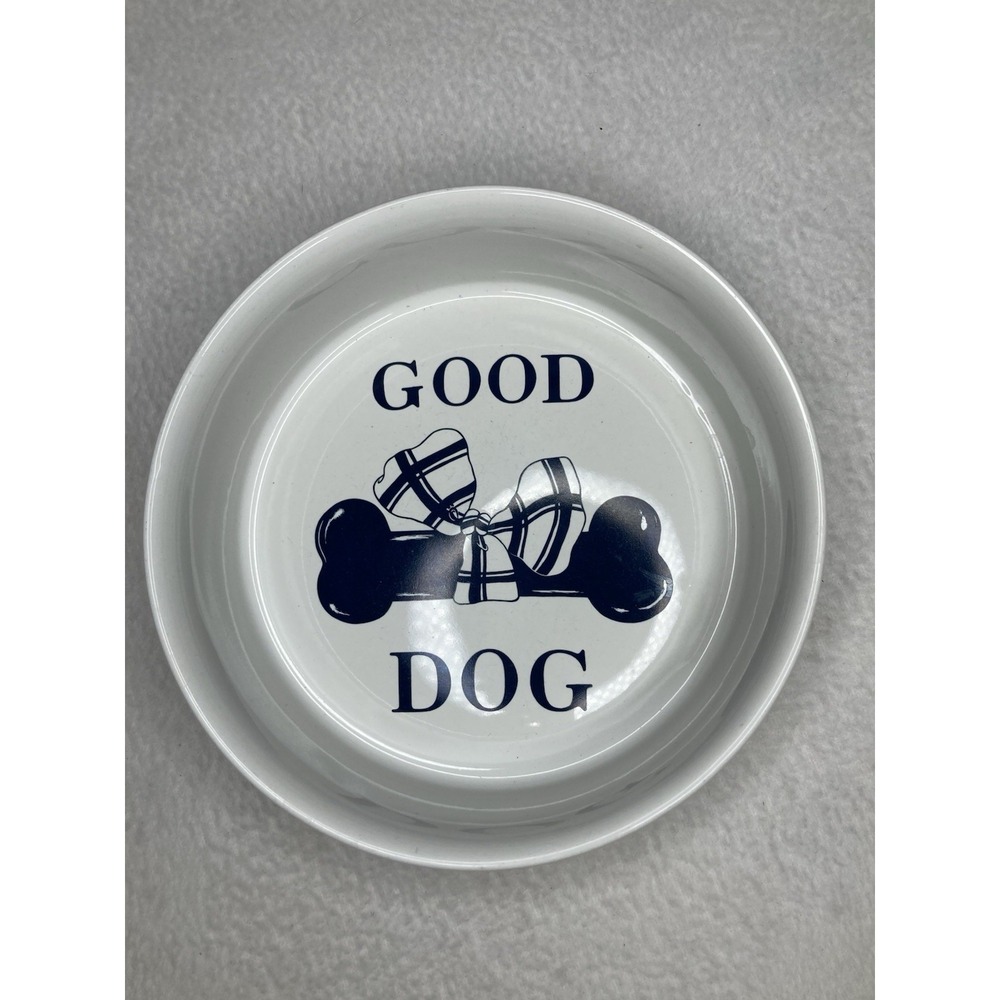 Curzon Good Dog Ceramic Dog Bowl Blue Bone White Pet Feeding Dish 8.5"